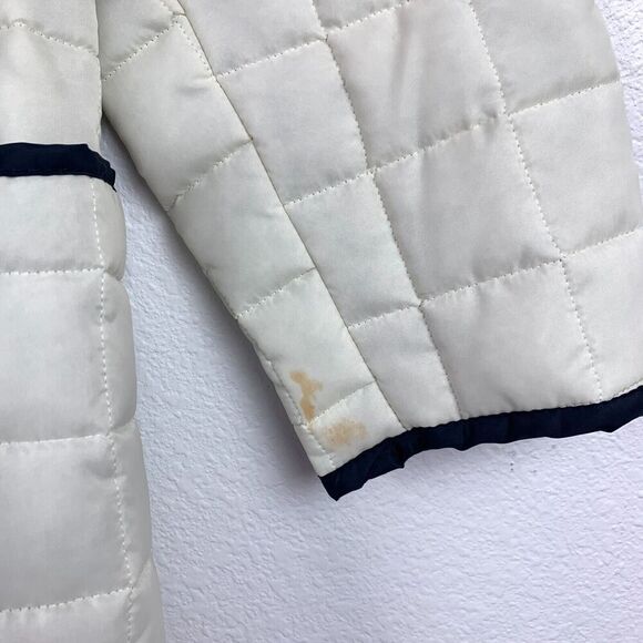 Vintage White Bear of St Paul Minnesota Navy Quilted Button Puffer Coat Medium - Picture 4 of 5